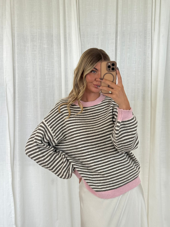 Pullover Streifchen - Rosa