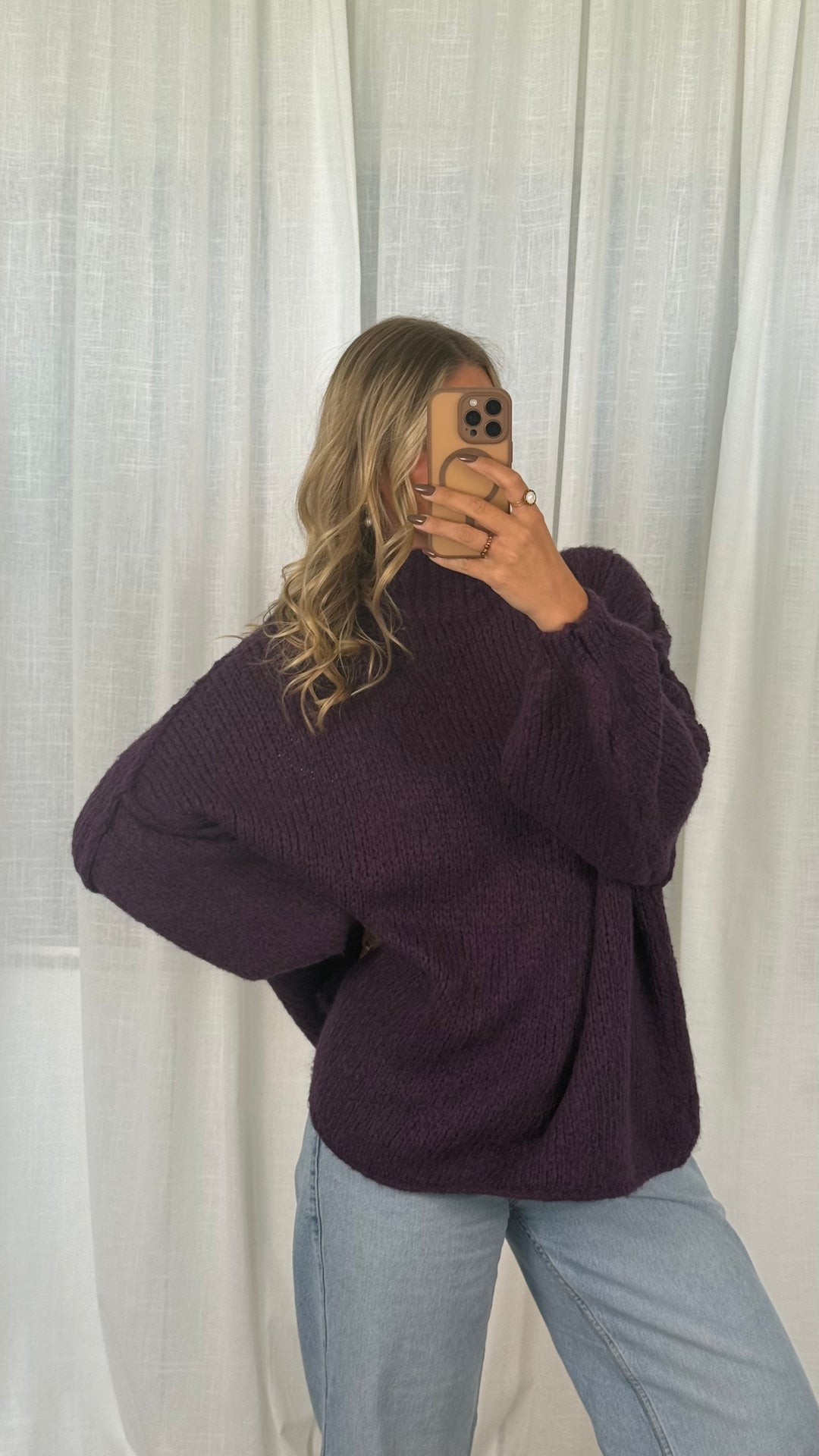 Pullover Oversize Soft Knit - Plum