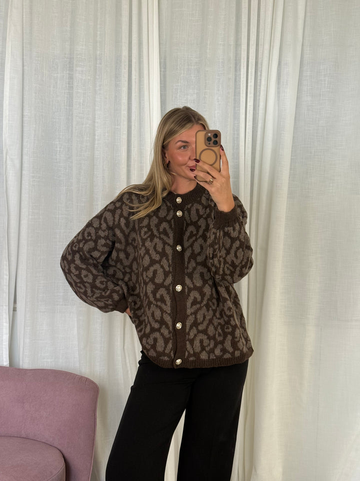 Strickjacke mit Knopfleiste LEO - Braun