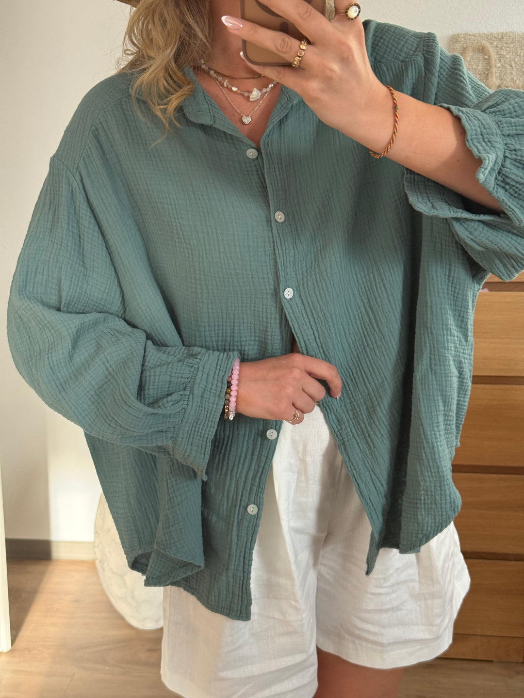 Musselin Bluse - Pinie