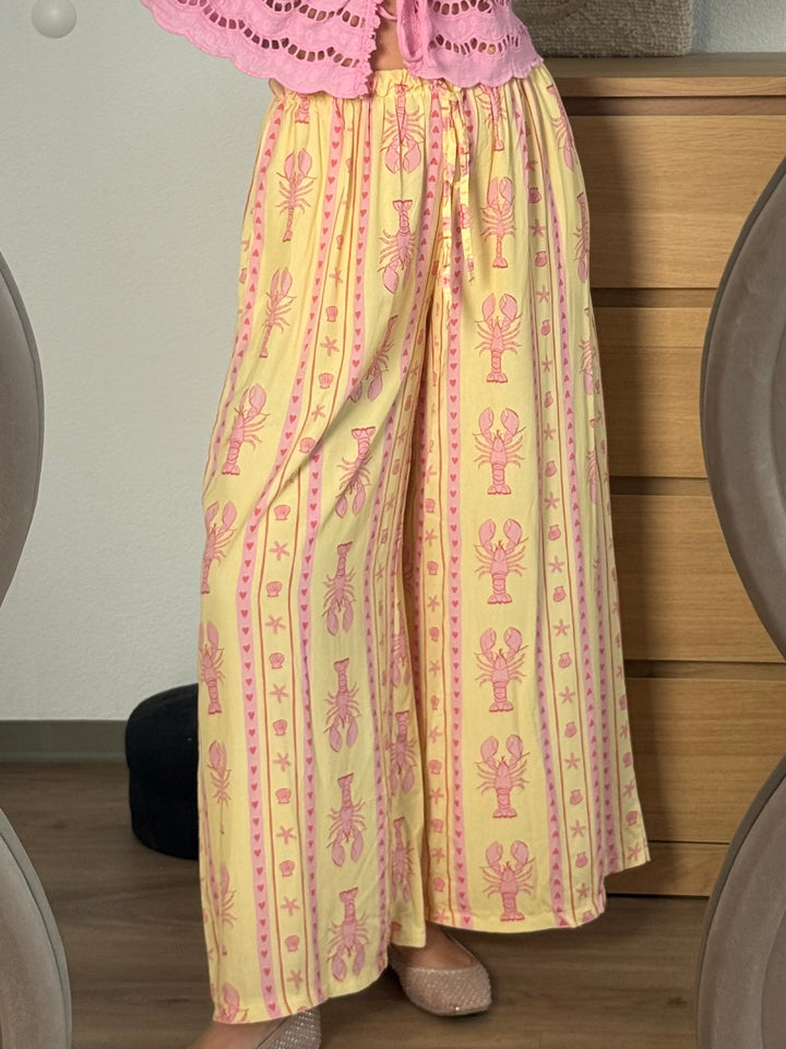 SOMMERPRINT HOSE - GELB/ROSA