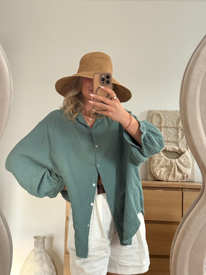 Musselin Bluse - Pinie