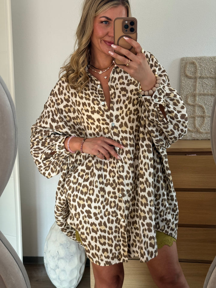 Musselin Bluse Oversize LeoLove - Lang
