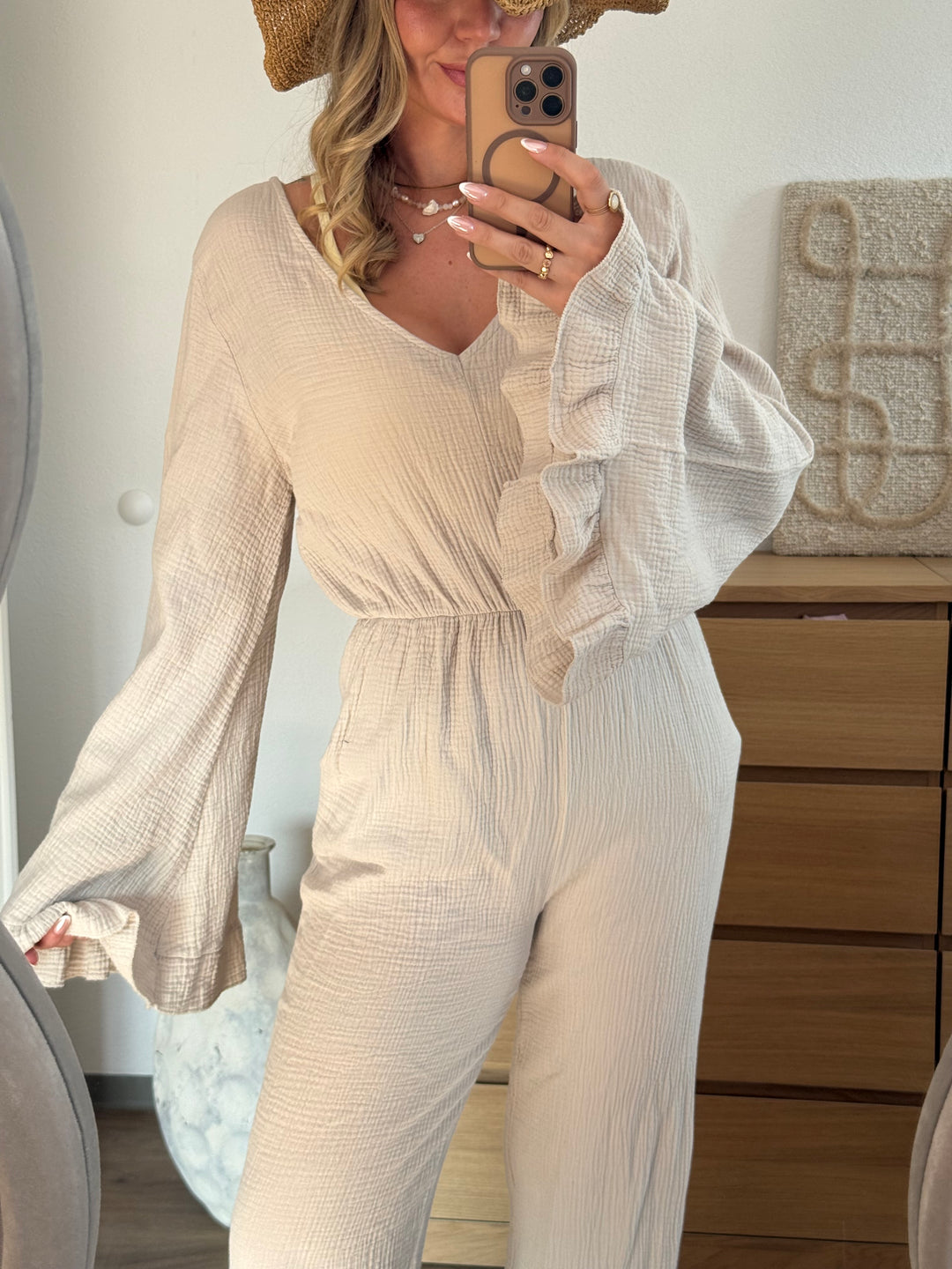 Musselin Jumpsuit - Beige