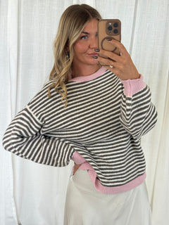 Pullover Streifchen - Rosa