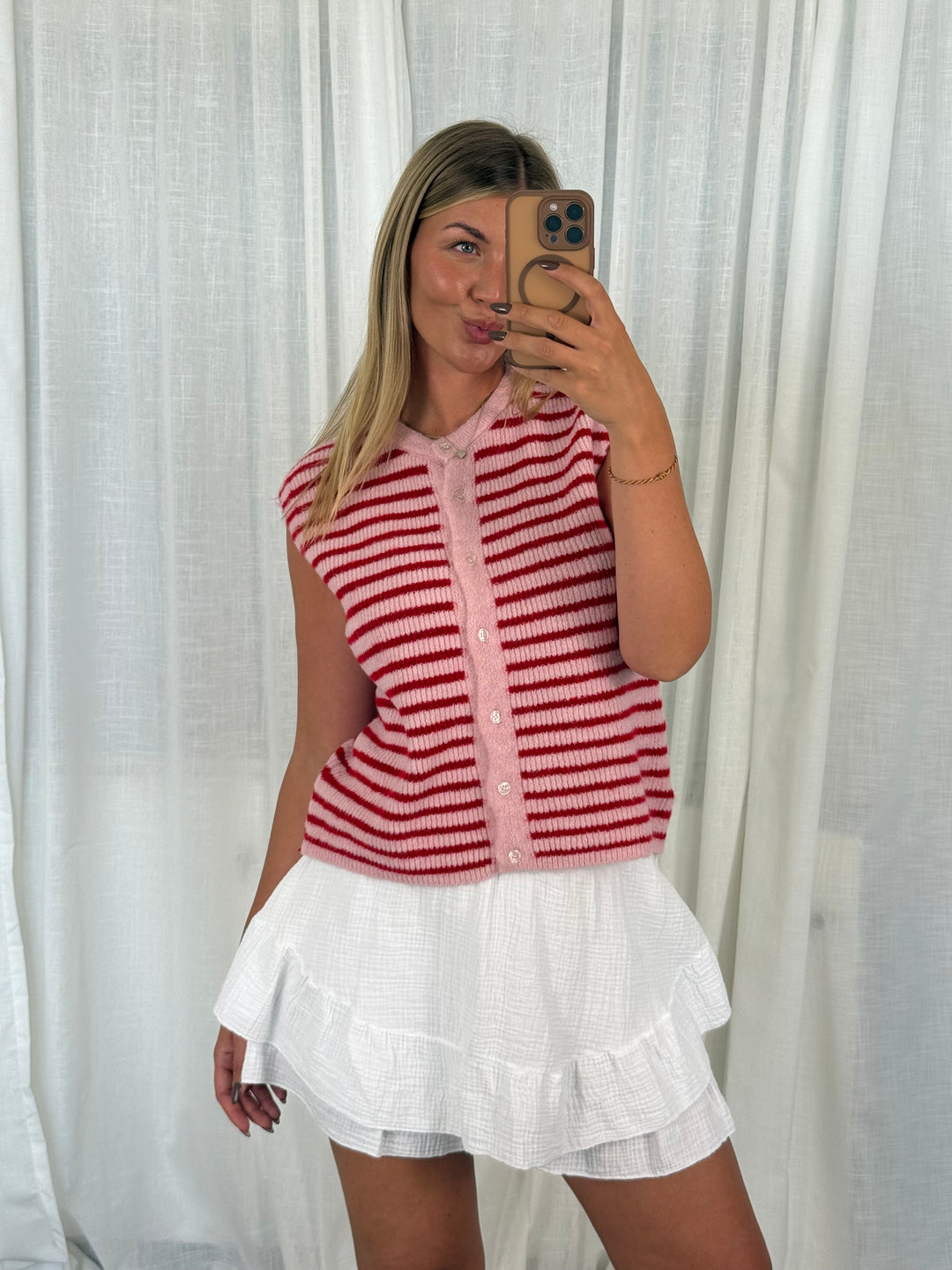 Striped Knit Vest - Rosa