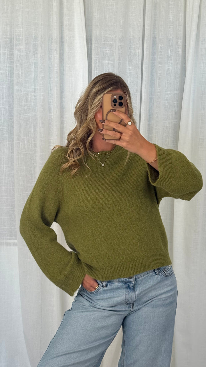 Soft Knit Pullover Alpaka - Mossgrün