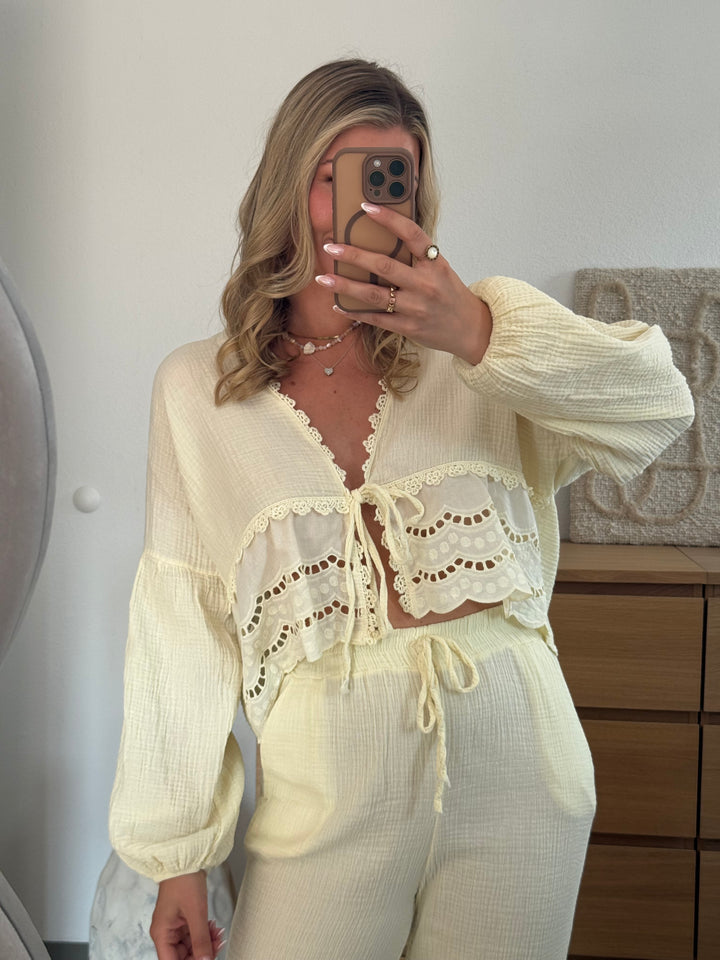 MUSSELIN BLUSE BOHO – BUTTERYELLOW