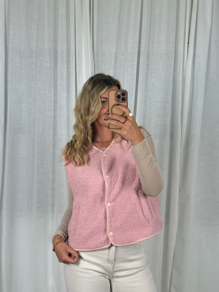 Teddyweste Knopfi - Rosa