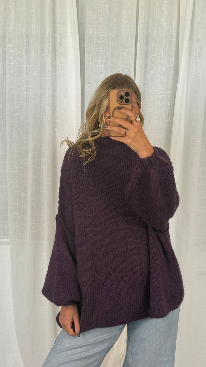 Pullover Oversize Soft Knit - Plum