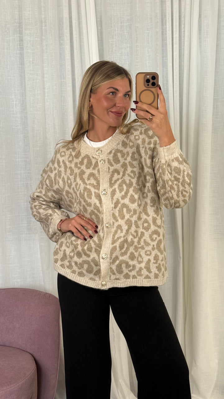 Strickjacke mit Knopfleiste LEO creme/beige