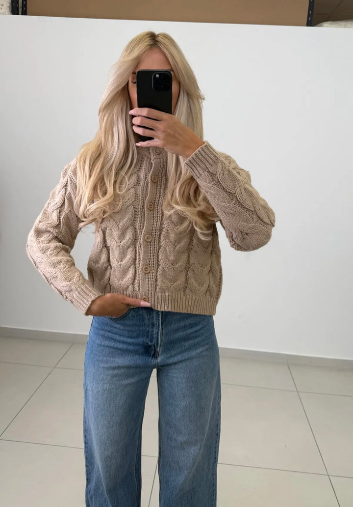 Cardigan Zopfstrick - Beige