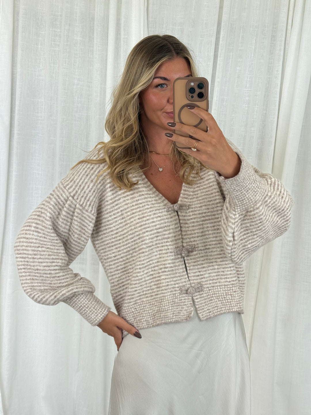 Strickoberteil bow knit - Beige