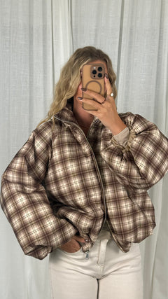 Karo Puffy Jacket - Braun