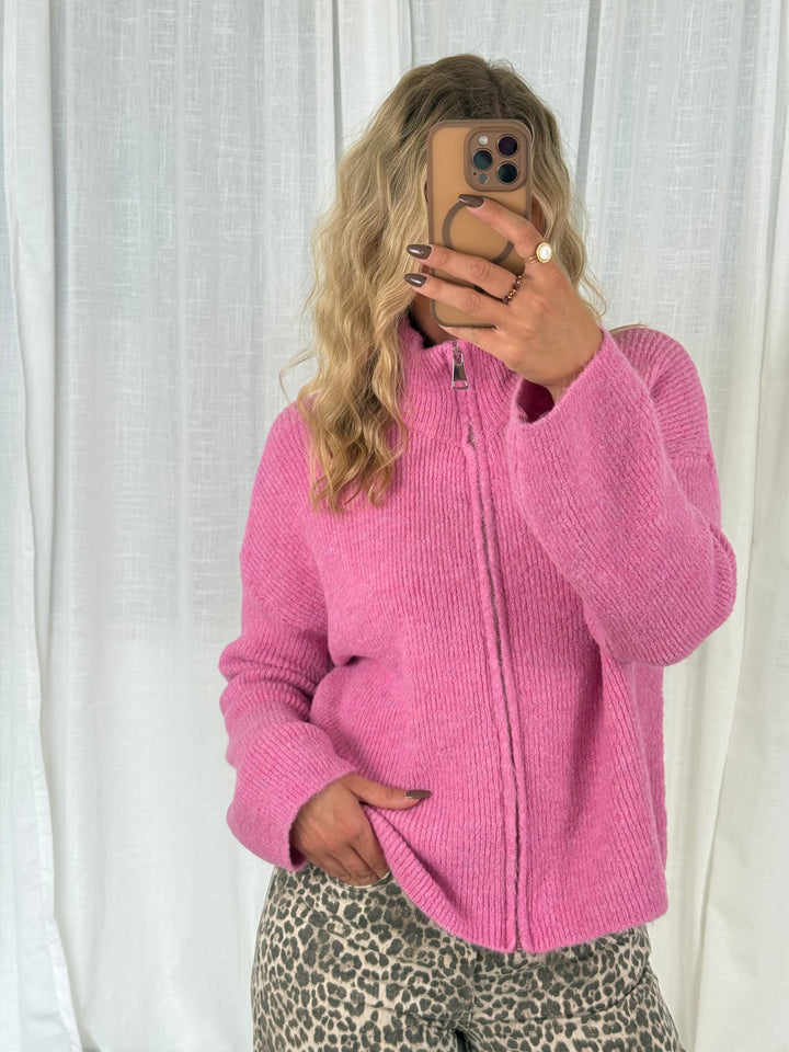 Zipper Cardigan - Uni Pink