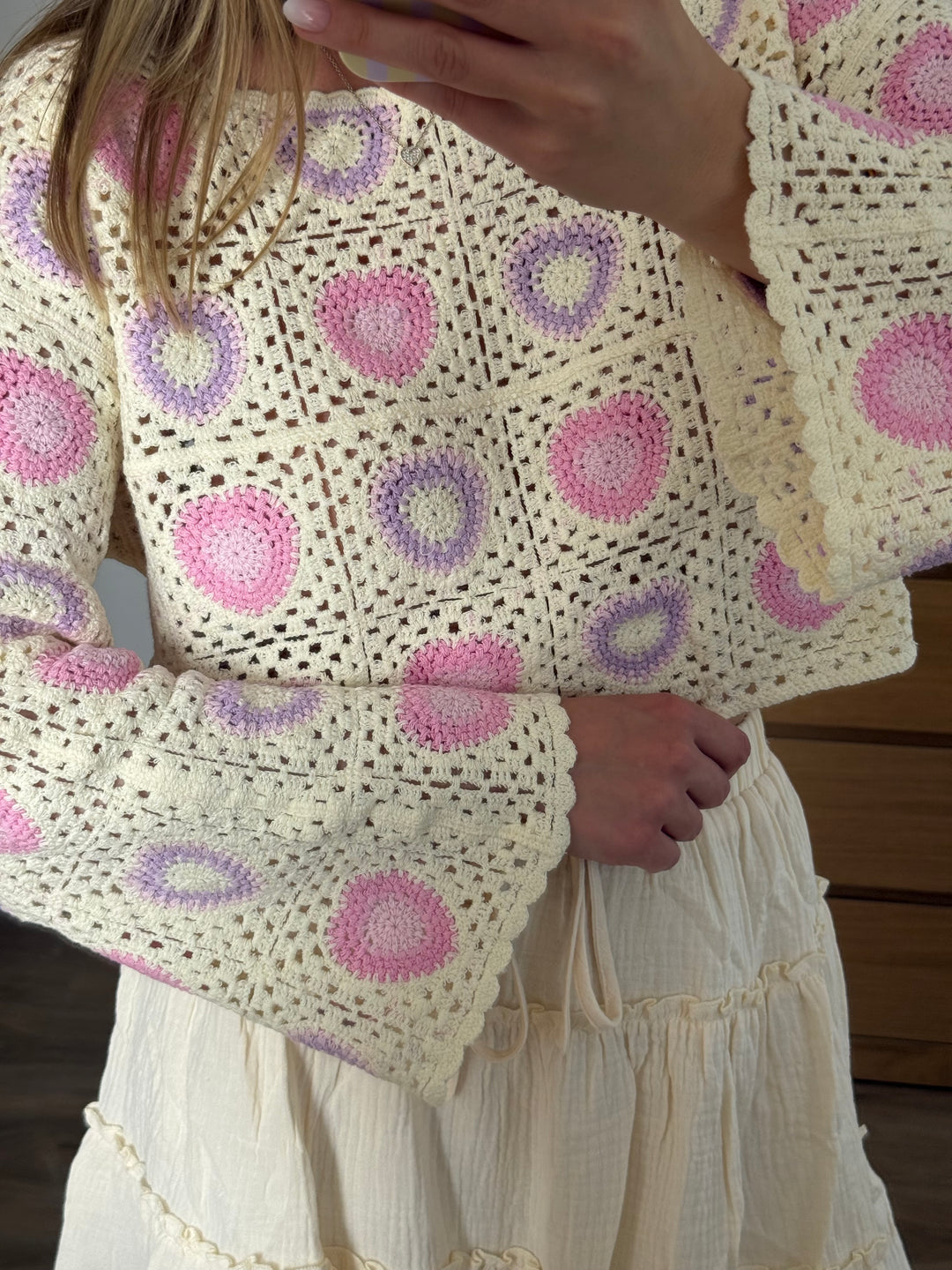STRICKPULLOVER MUSTER - BEIGE/ROSA