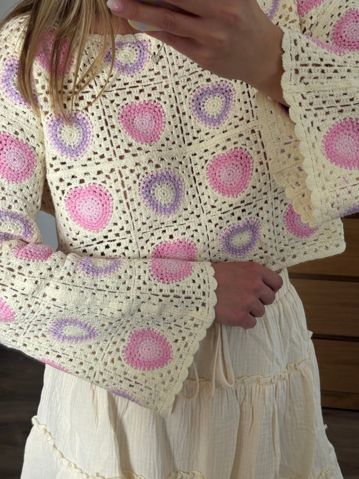 STRICKPULLOVER MUSTER - BEIGE/ROSA
