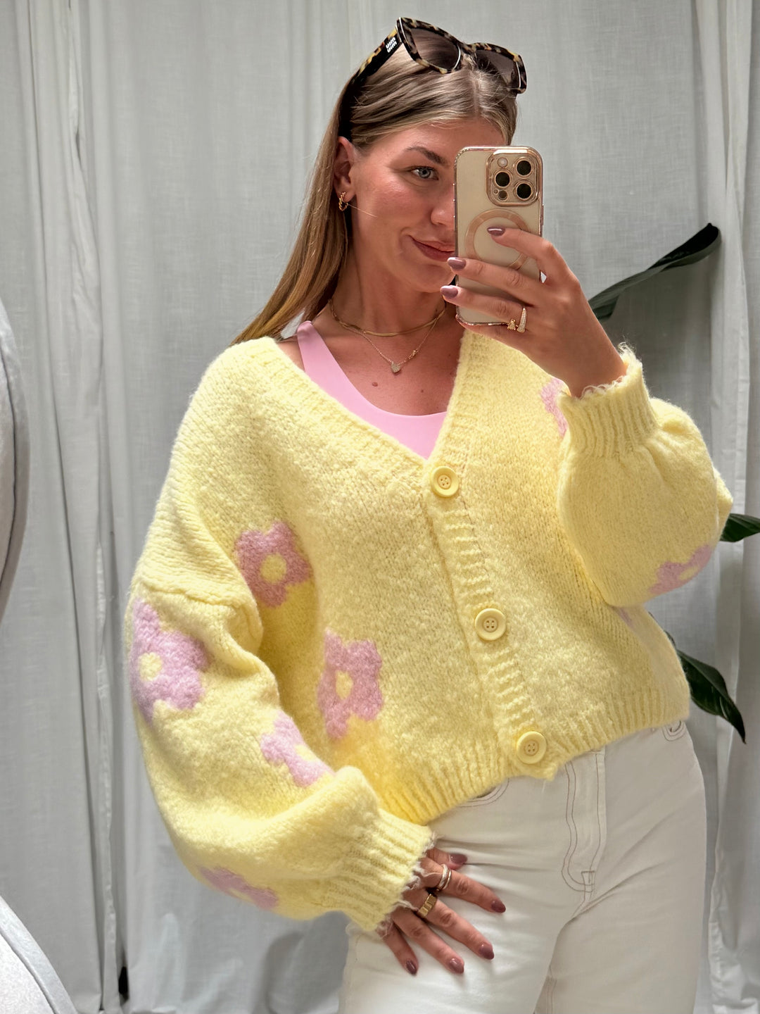 Cardigan Blume - Gelb