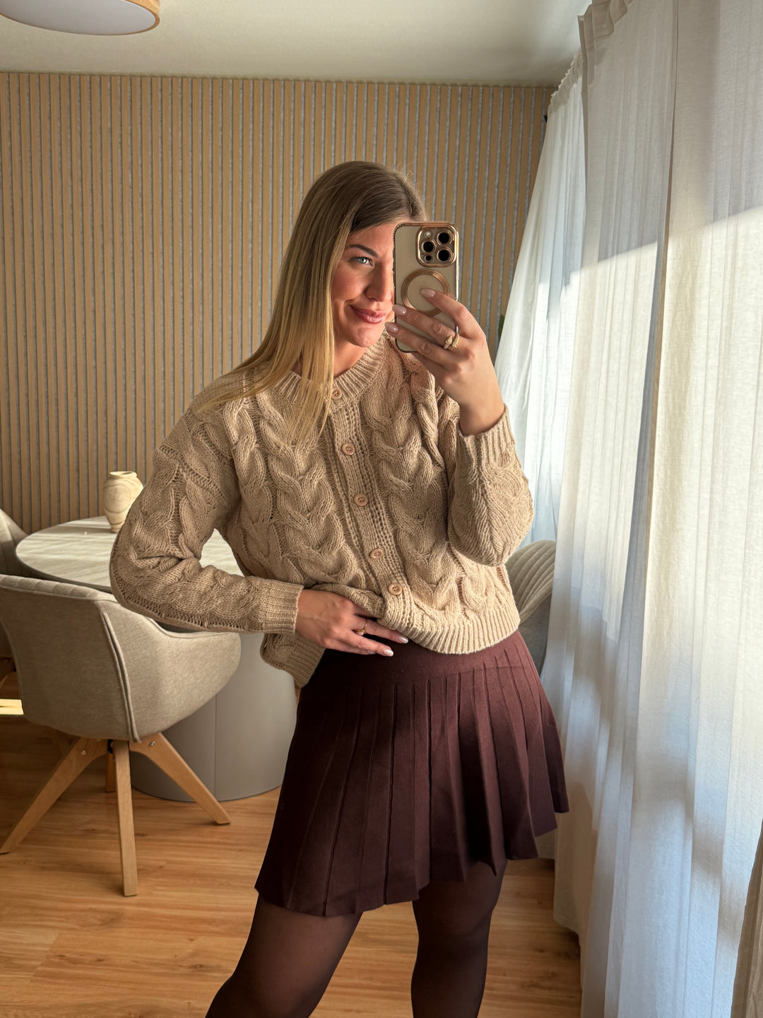 Cardigan Zopfstrick - Beige