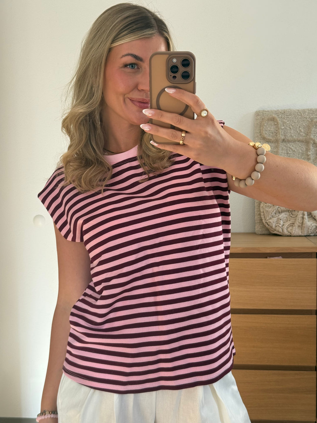 STREIFEN TOP - ROSA/BURGUNDY