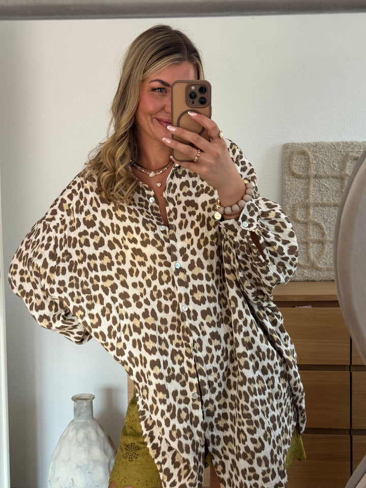 Musselin Bluse Oversize LeoLove - Lang