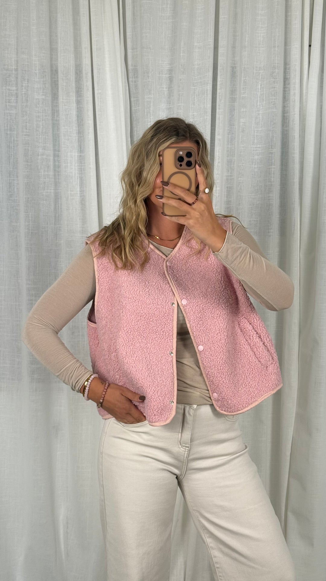 Teddyweste Knopfi - Rosa