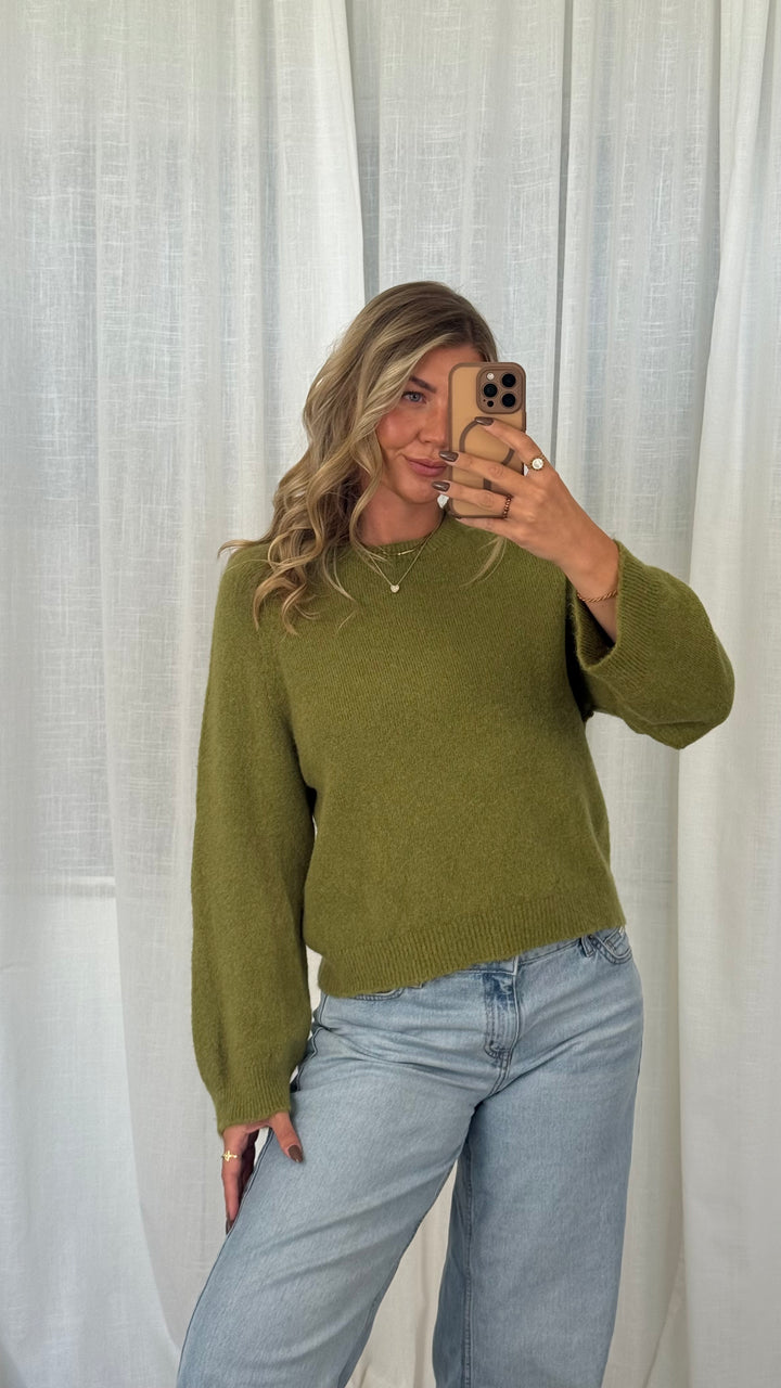 Soft Knit Pullover Alpaka - Mossgrün