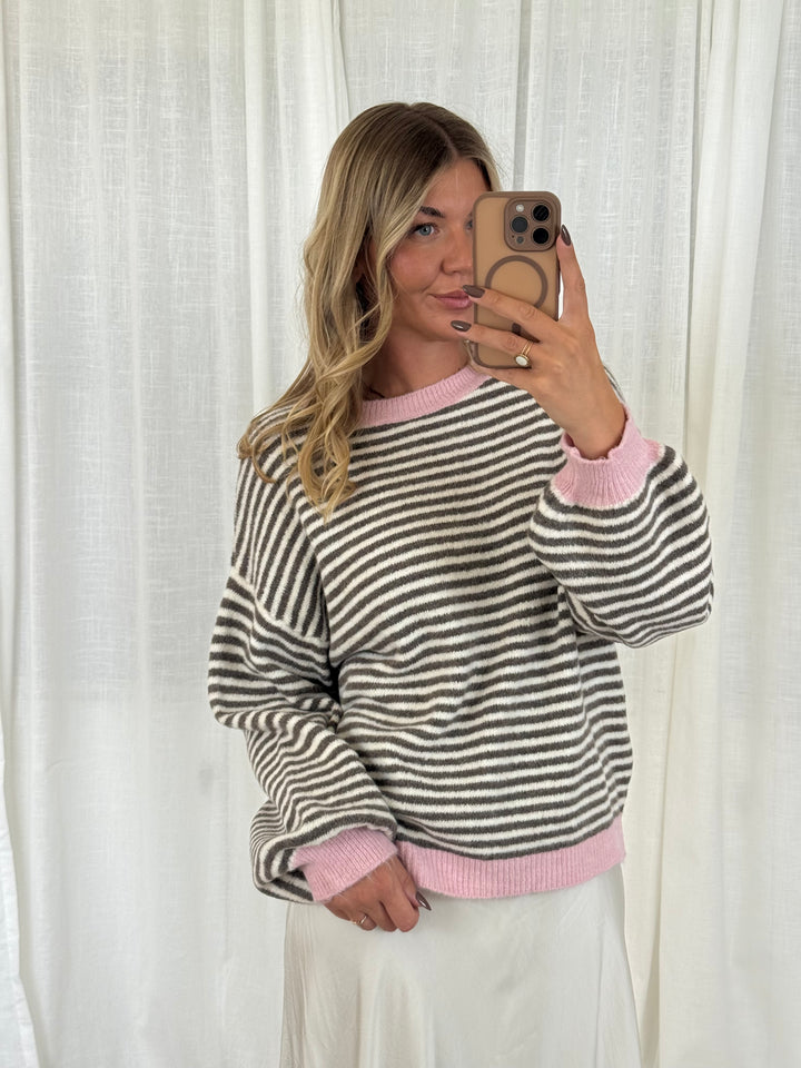 Pullover Streifchen - Rosa