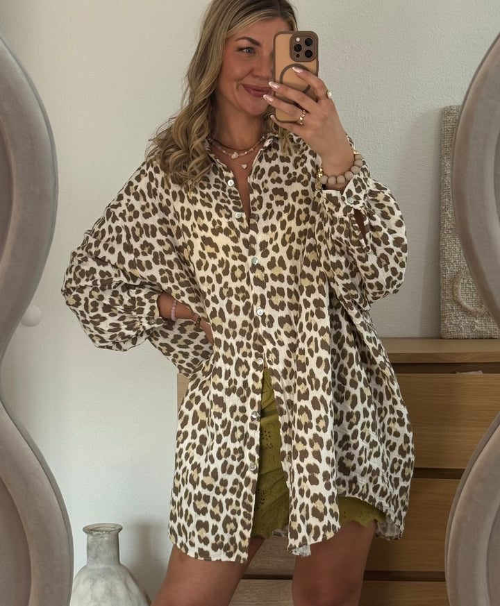 Musselin Bluse Oversize LeoLove - Lang