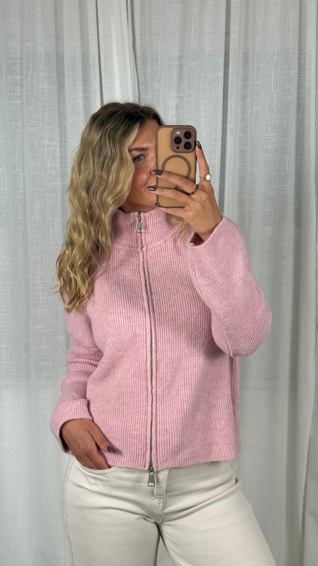 Zipper Cardigan - Uni Rosa