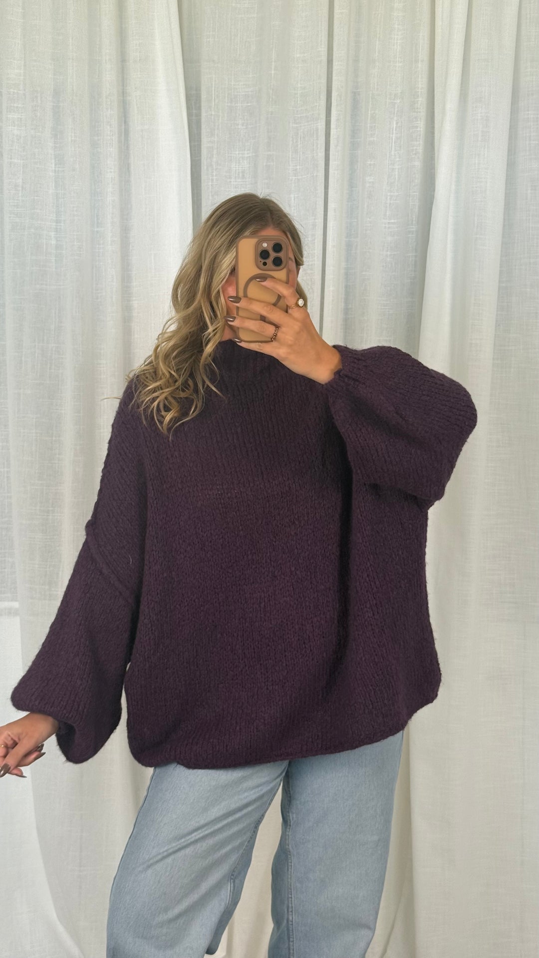 Pullover Oversize Soft Knit - Plum