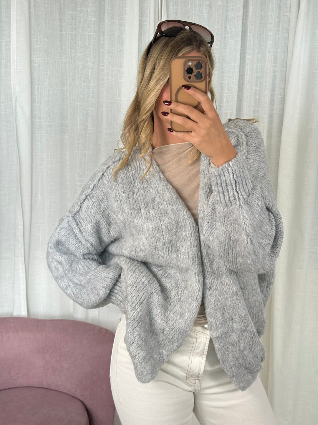 Cardigan Basic - Grau