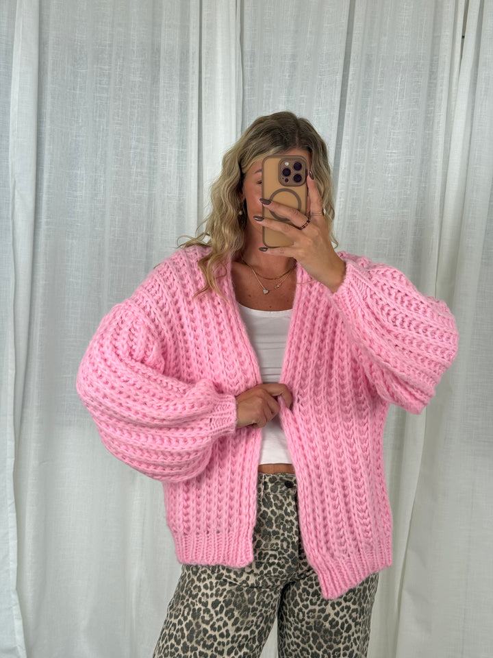 Grobstrick Cardigan Chunky Soft – Candypink