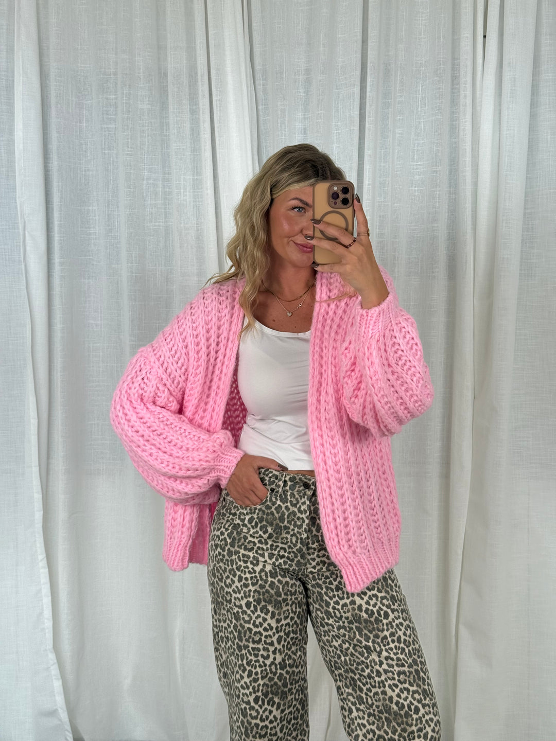 Grobstrick Cardigan Chunky Soft – Candypink