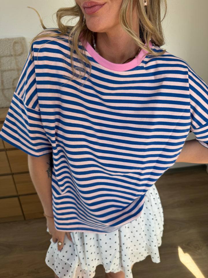 Streifen Shirt - Blau/Rosa