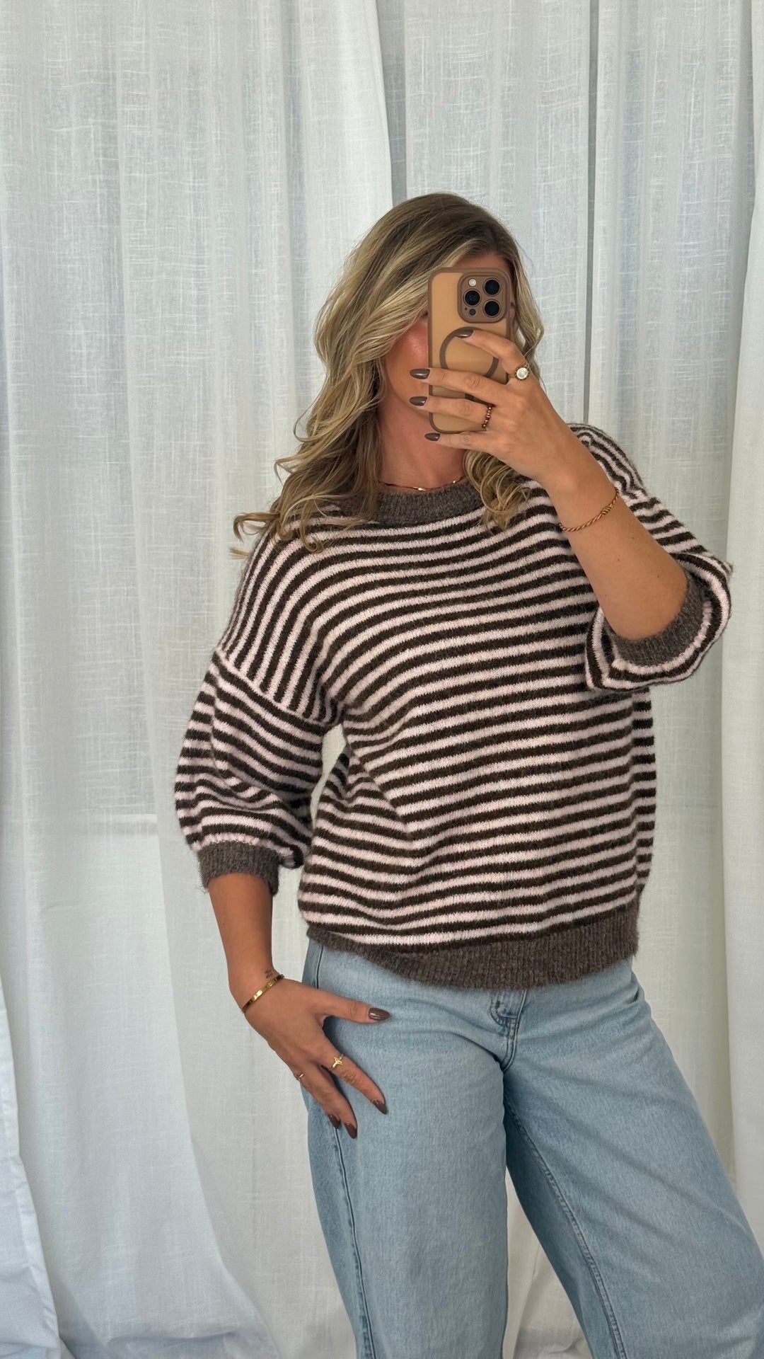 Strickshirt gestreift – Braun