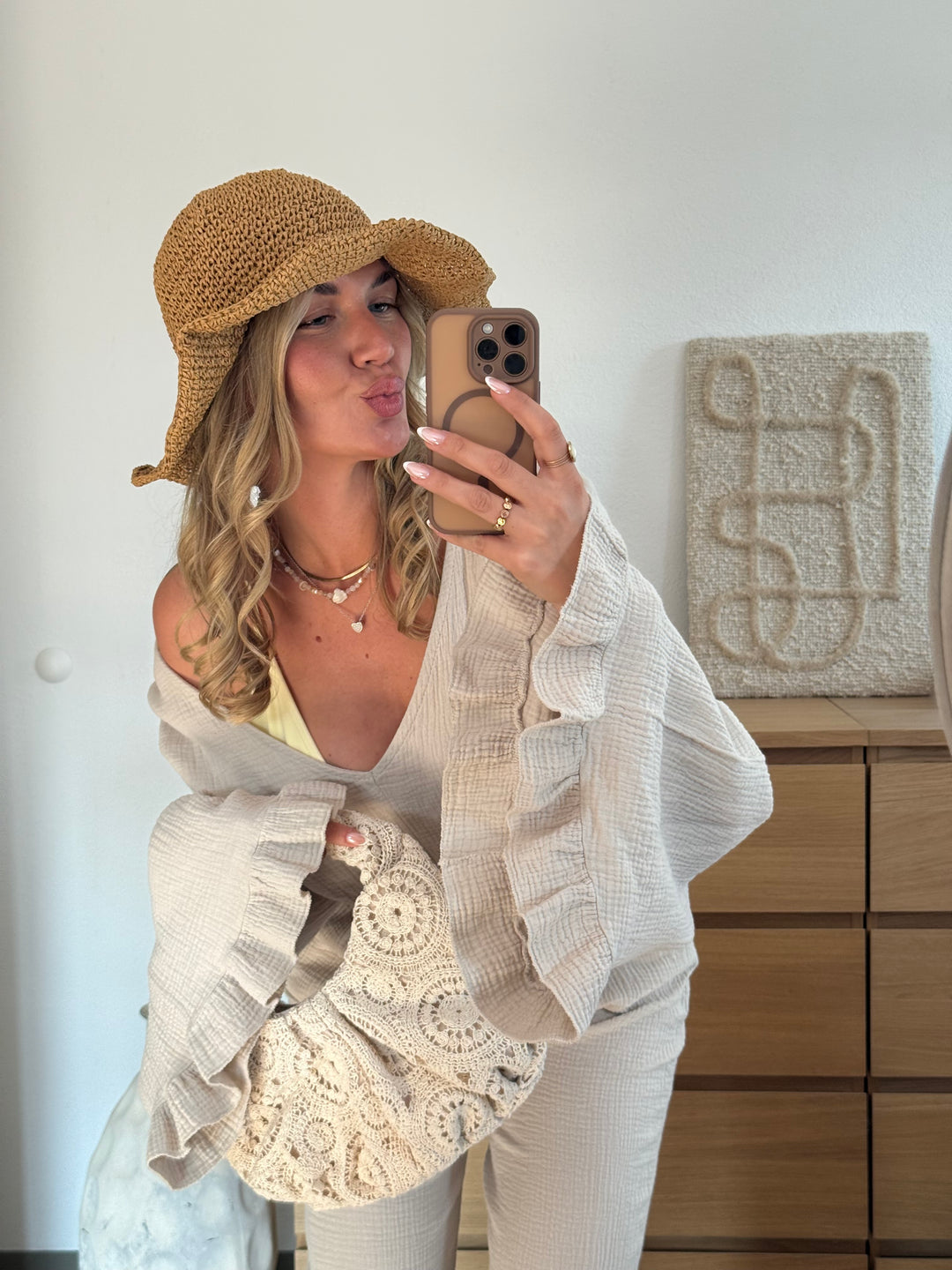 Gehäkelte Boho Tasche – Creme