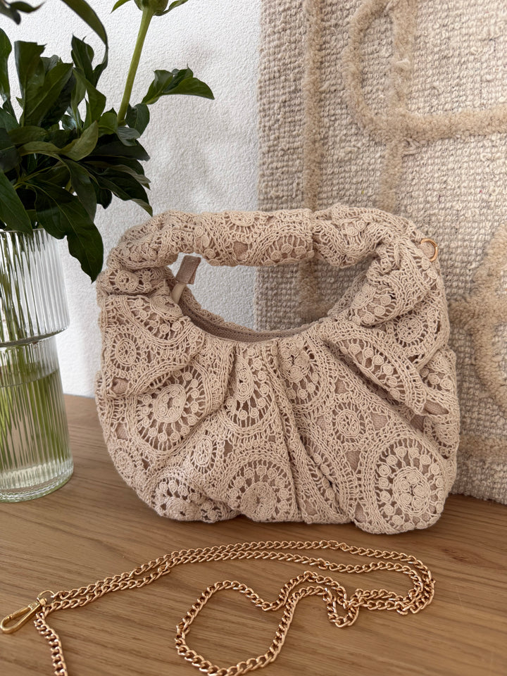Gehäkelte Boho Tasche – Creme