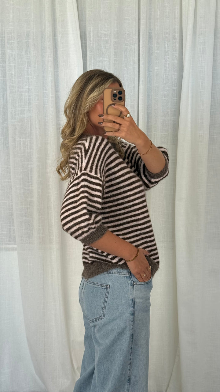 Strickshirt gestreift – Braun