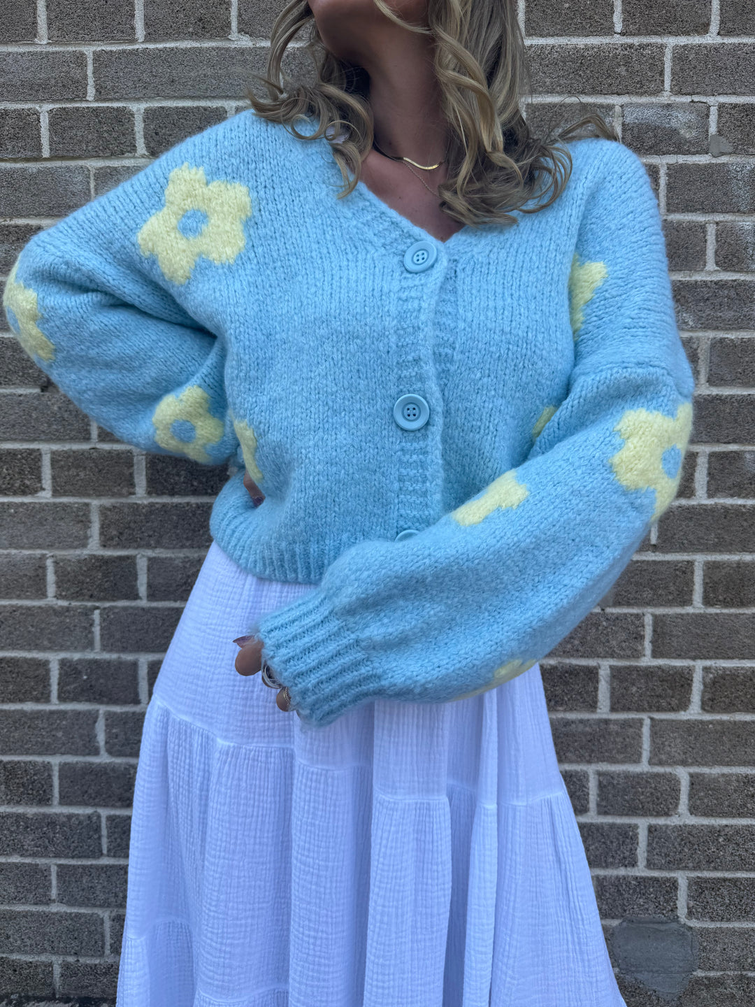 Cardigan Blume - Hellblau