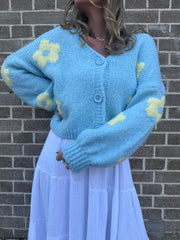 Cardigan Blume - Hellblau
