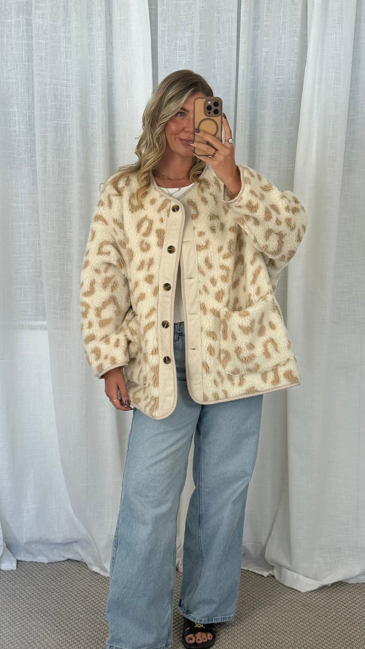 Teddyjacke Oversize Leo - Beige