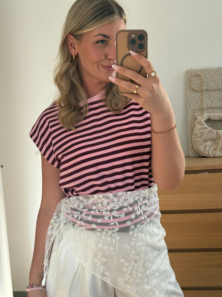 STREIFEN TOP - ROSA/BURGUNDY
