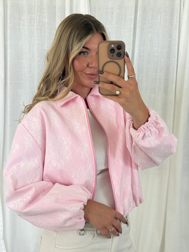 Zipper Jacke Lace - Rosa