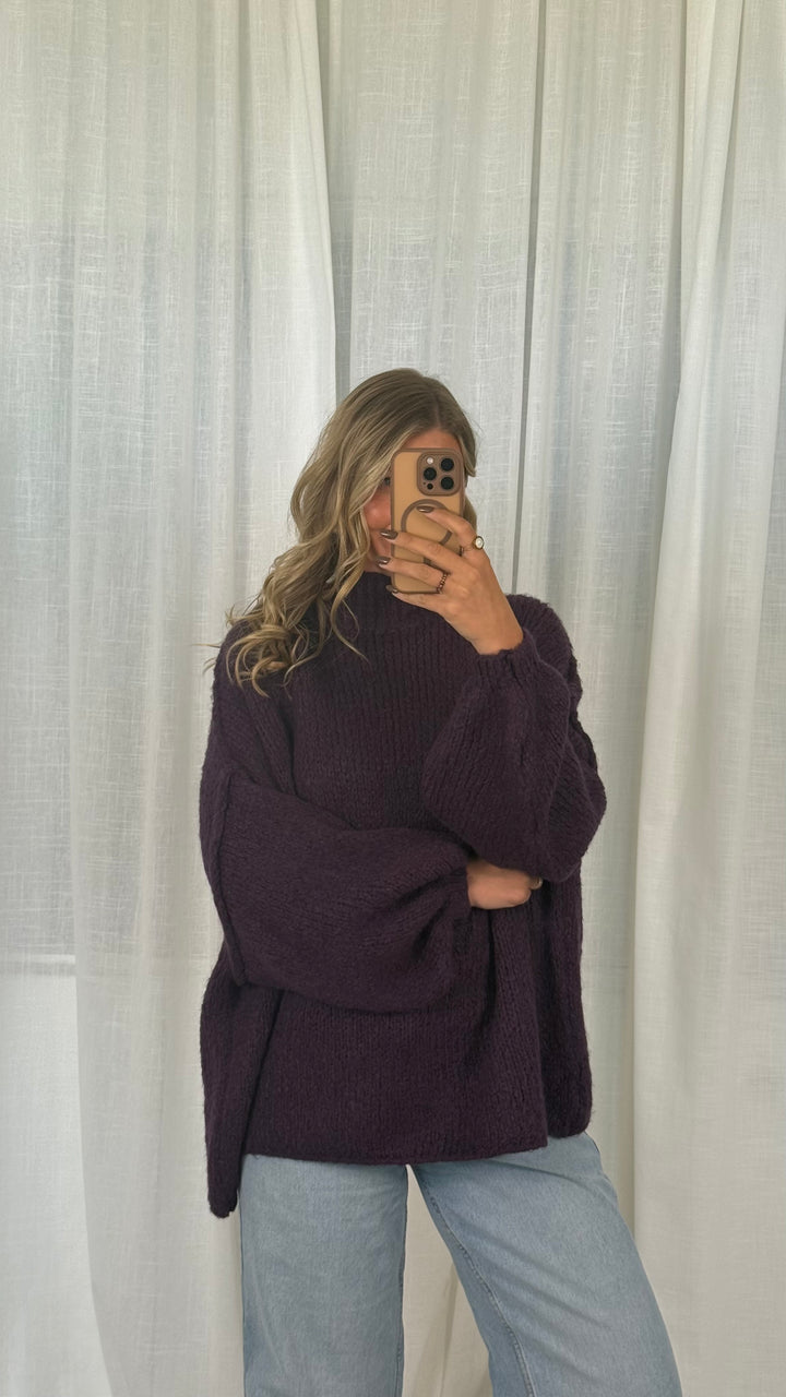 Pullover Oversize Soft Knit - Plum