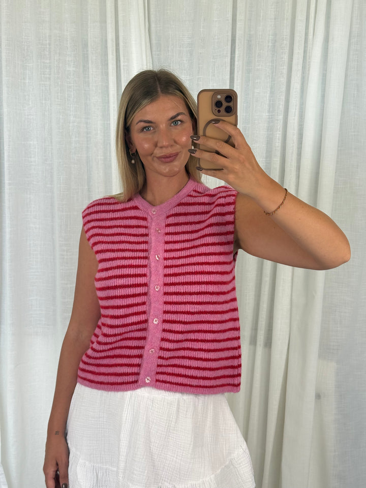 Striped Knit Vest - Rosa/Pink