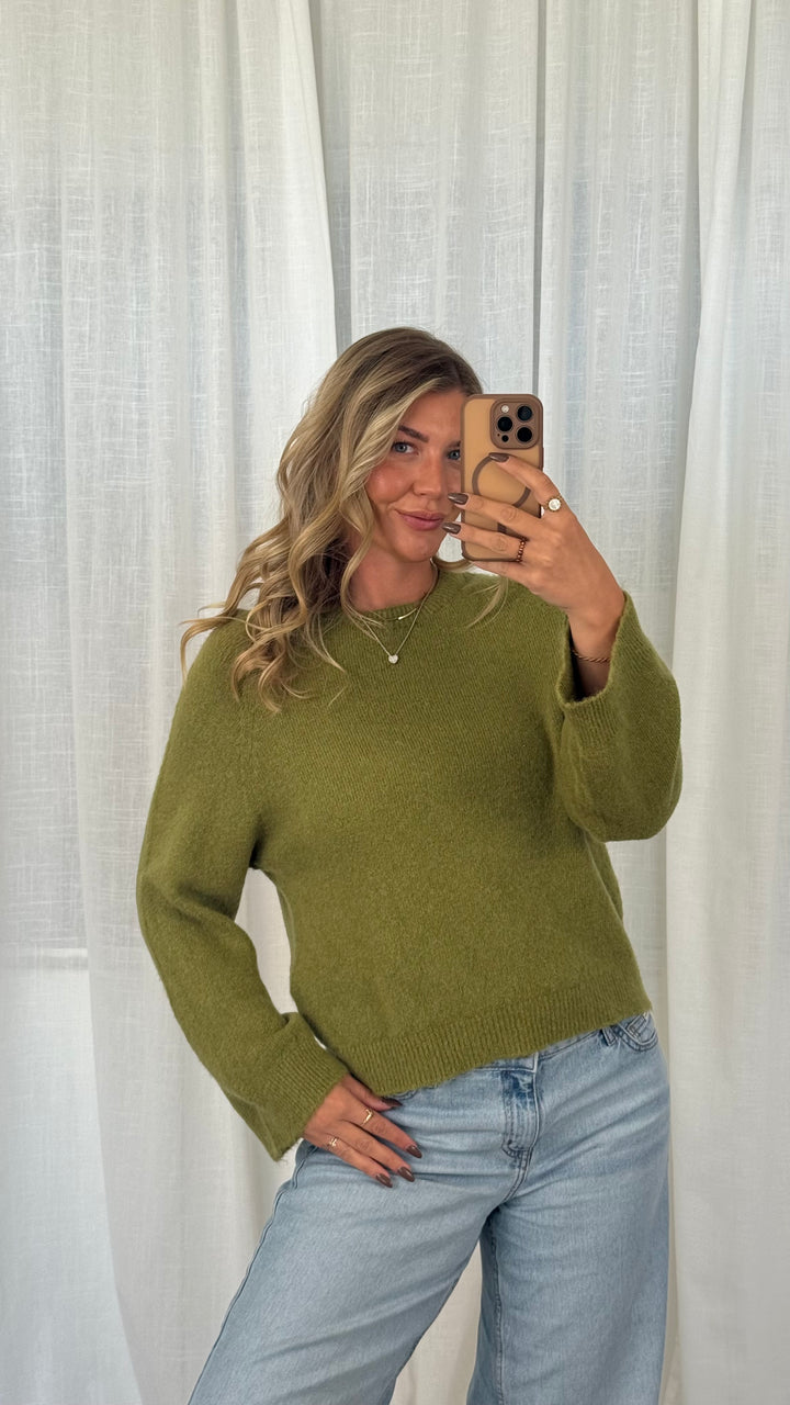 Soft Knit Pullover Alpaka - Mossgrün