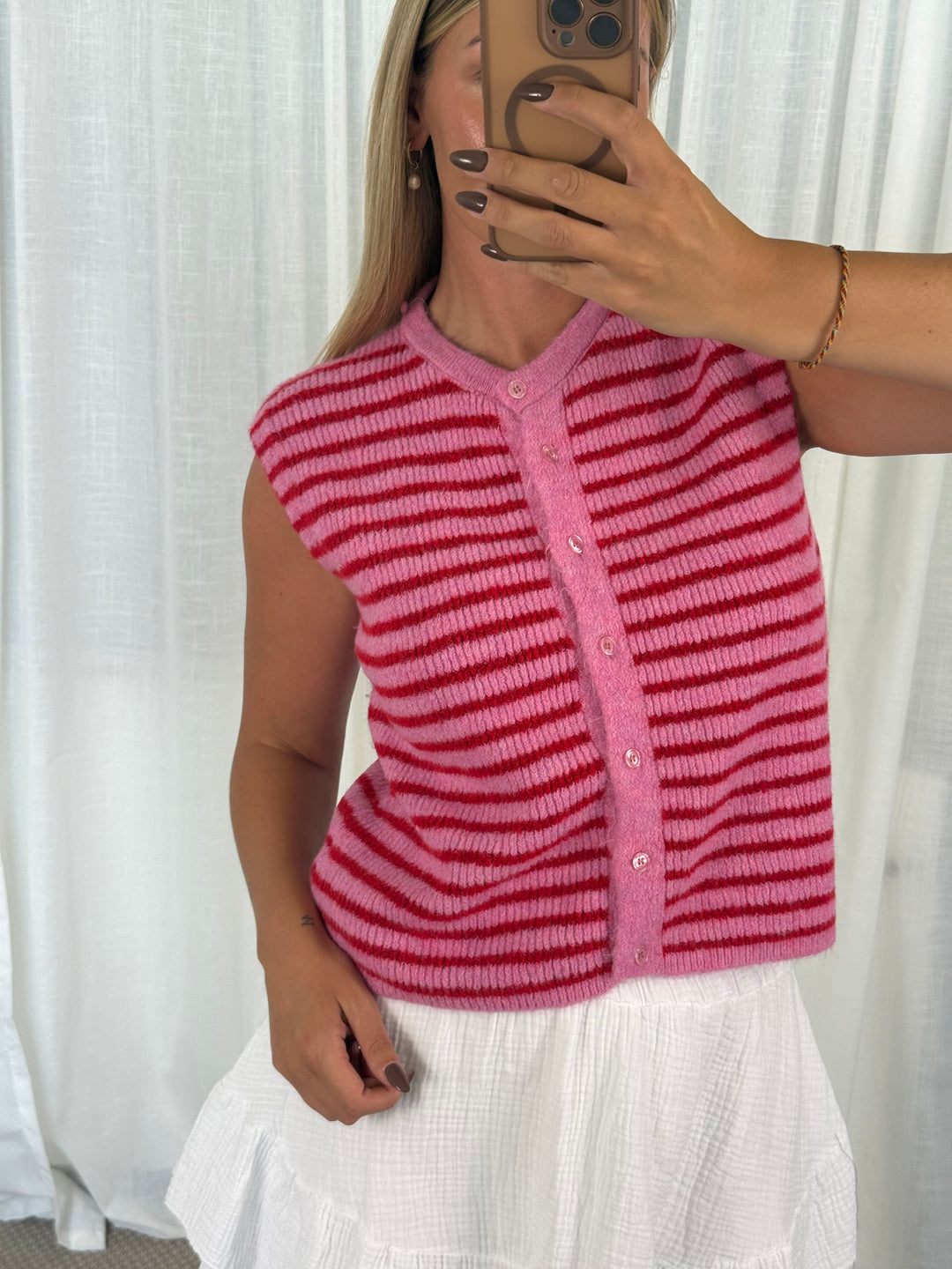 Striped Knit Vest - Rosa/Pink