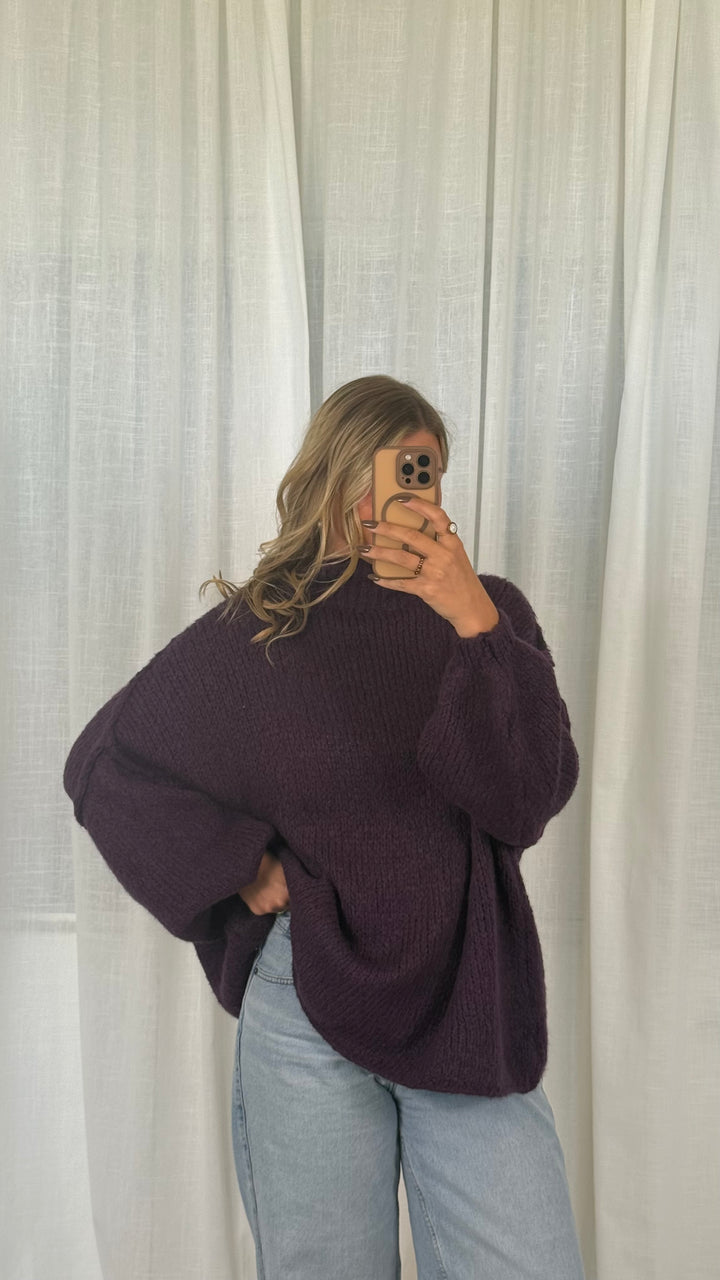 Pullover Oversize Soft Knit - Plum