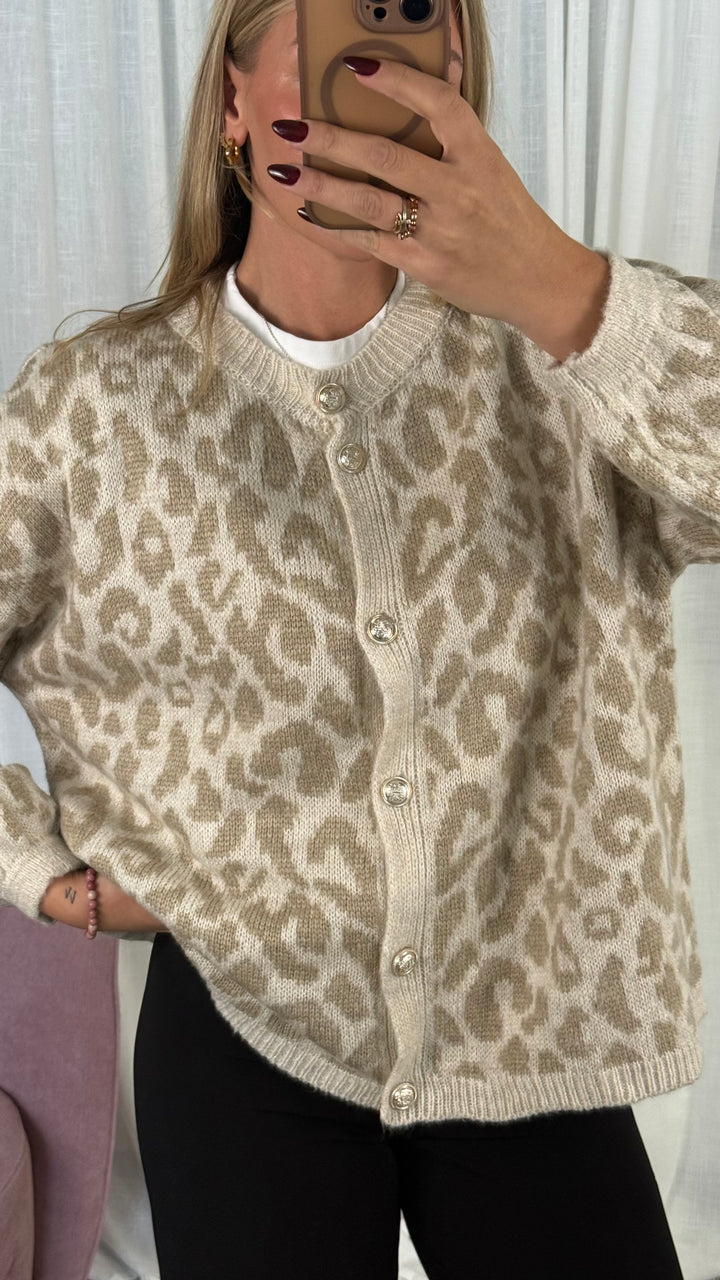Strickjacke mit Knopfleiste LEO creme/beige